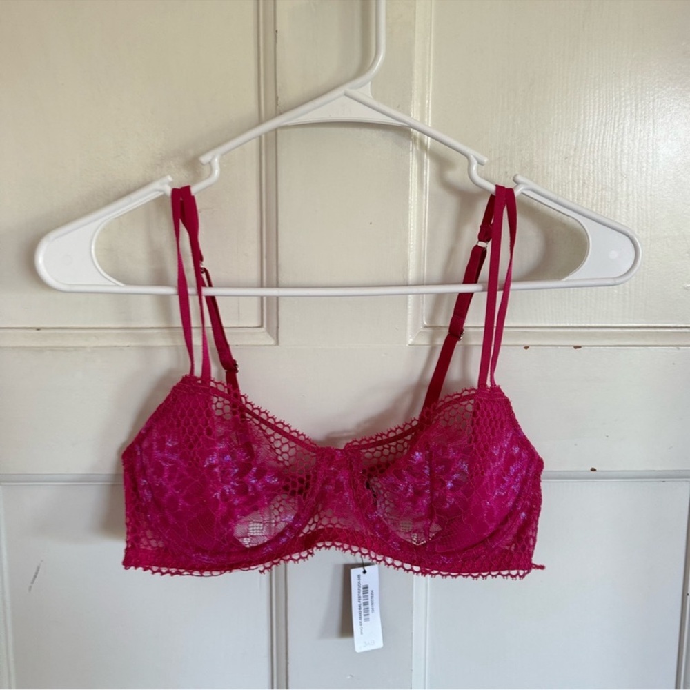 NWT Adore‎ Me magenta pink lace unlined underwire bra size 34B